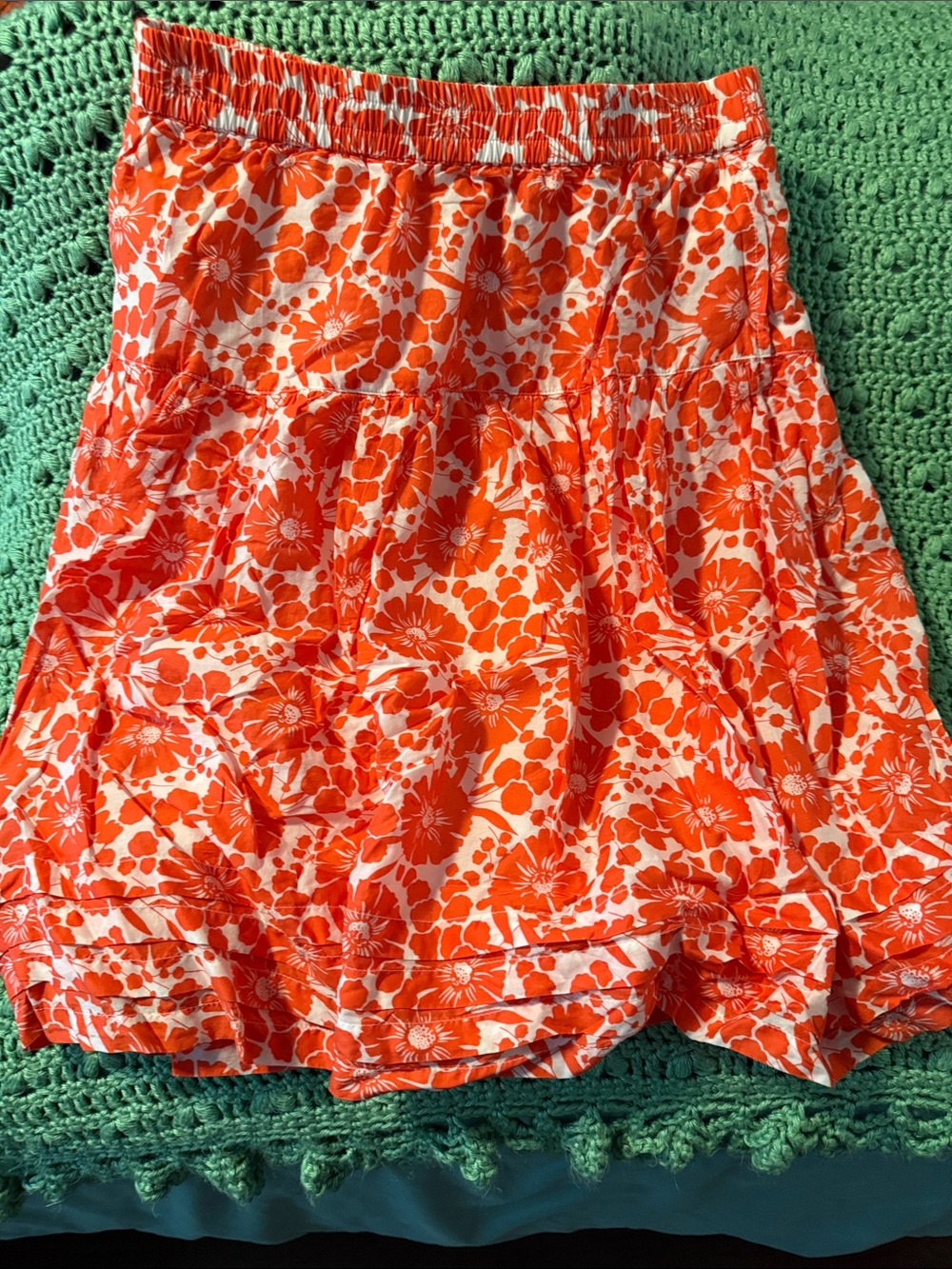GAP Orange Floral Tiered Skater Skirt